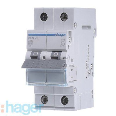 Автоматичний вимикач 2P hager MCN216 MCN216 фото
