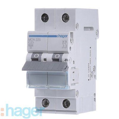 Автоматичний вимикач 2P, 25A, hager MCN225 hager MCN225 фото