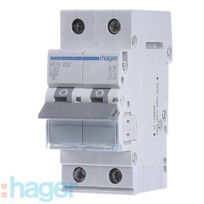 Автоматичний вимикач Hager 2P, 32A, MCN232 MCN232 фото
