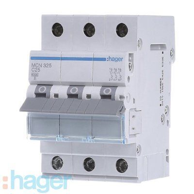Автоматичний вимикач 3P, 25A, hager, MCN325 MCN325 фото